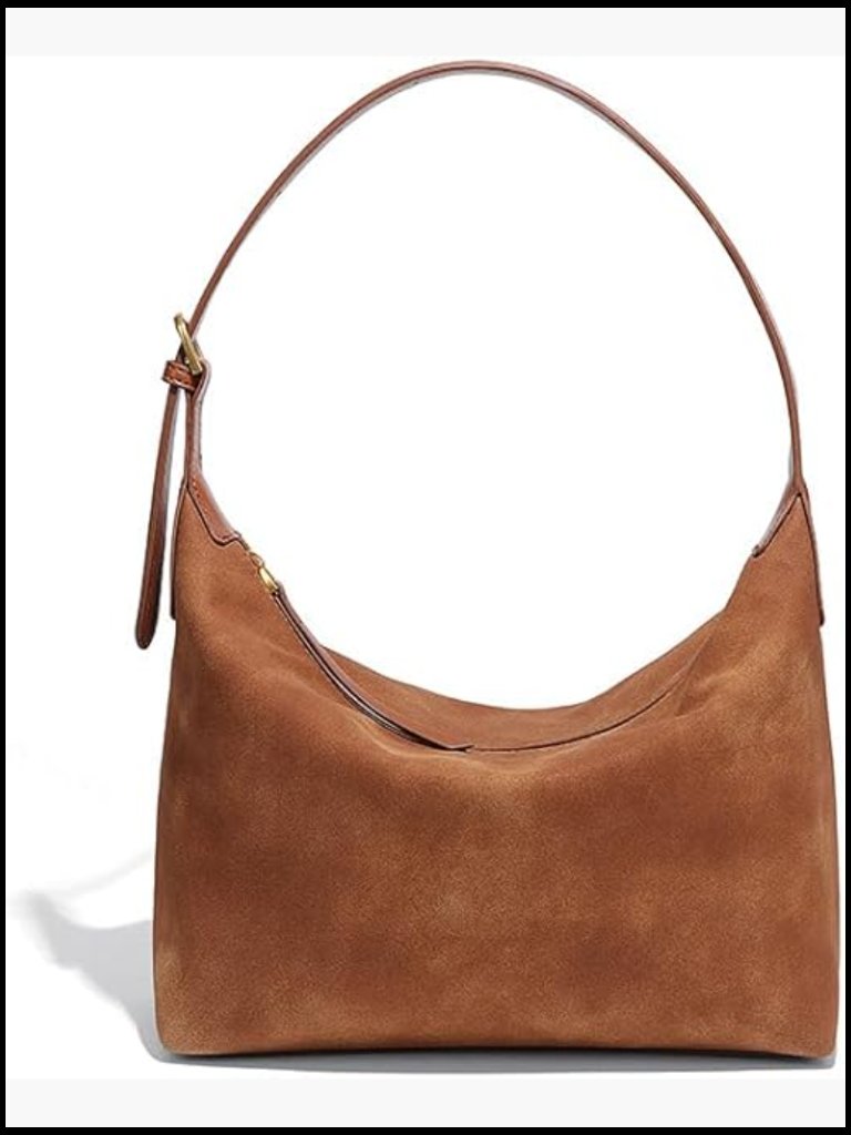 Faux Suede Hobo Bag Vintage Shoulder Crossbody Purse 2 Adjustable Straps